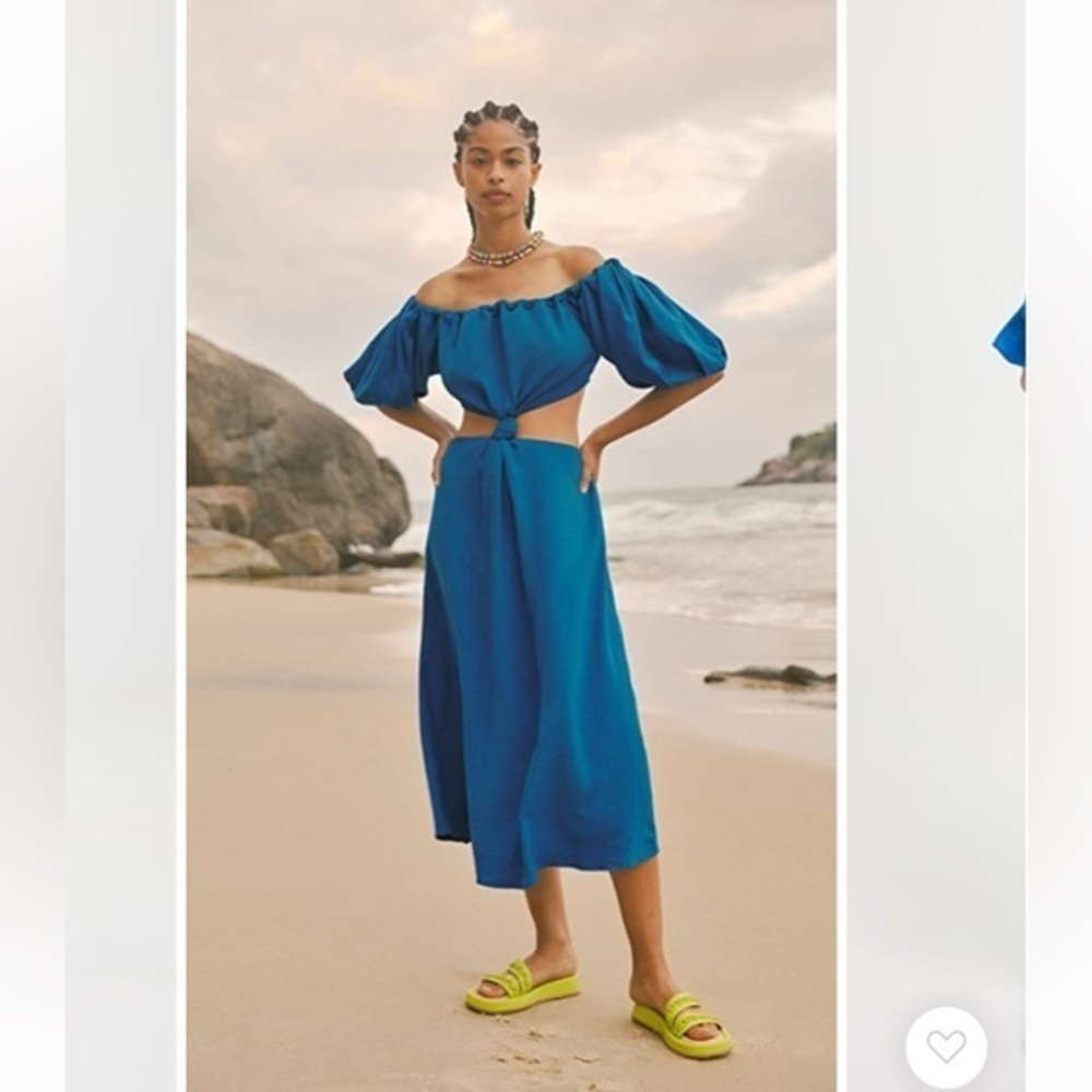 FARM Rio Blue Off-Shoulder Dress